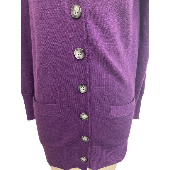 Ann Taylor Womens Merino Wool Cardigan Sweater Medium Size Purple - Picture 5 of 10